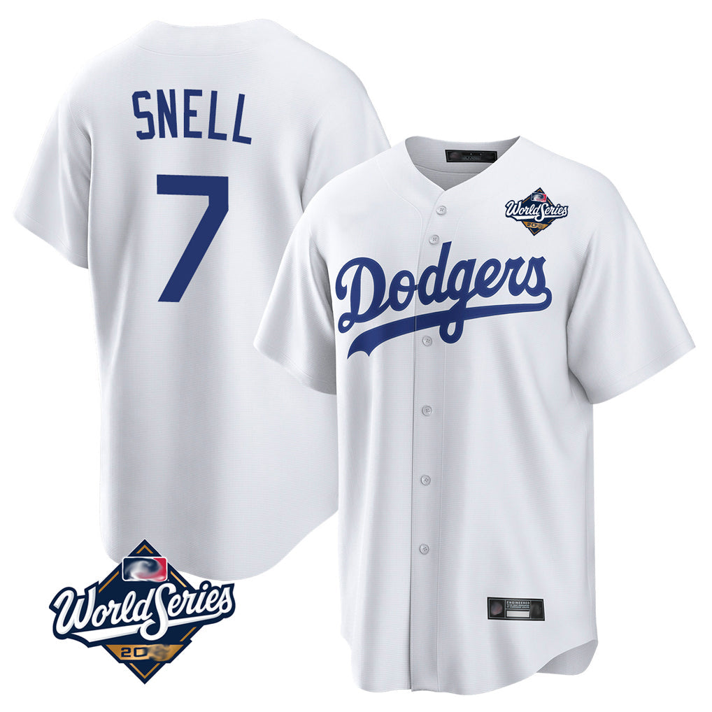 Choea LA.Dodgers #7 Blake Snell Player White Game World Series Stitched Jerseys