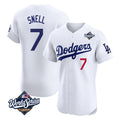Choea LA.Dodgers #7 Blake Snell Player White Limited Elite World Series Home Stitched Jerseys