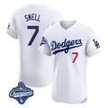 Choea LA.Dodgers #7 Blake Snell Player White Limited Elite World Series Meet Home Stitched Jerseys