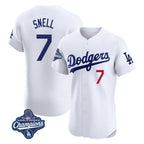 Choea LA.Dodgers #7 Blake Snell Player White Limited Elite World Series Meet Home Stitched Jerseys
