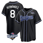 Choea LA.Dodgers #8 Enrique Hern?¡ì?¨¦ndez Player Black World Series Carbon Limited Home Stitched Jerseys