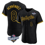Choea LA.Dodgers #8 Enrique Hern?¡ì?¨¦ndez Player Black World Series Snake Skin City Limited Elite Home Stitched Jerseys
