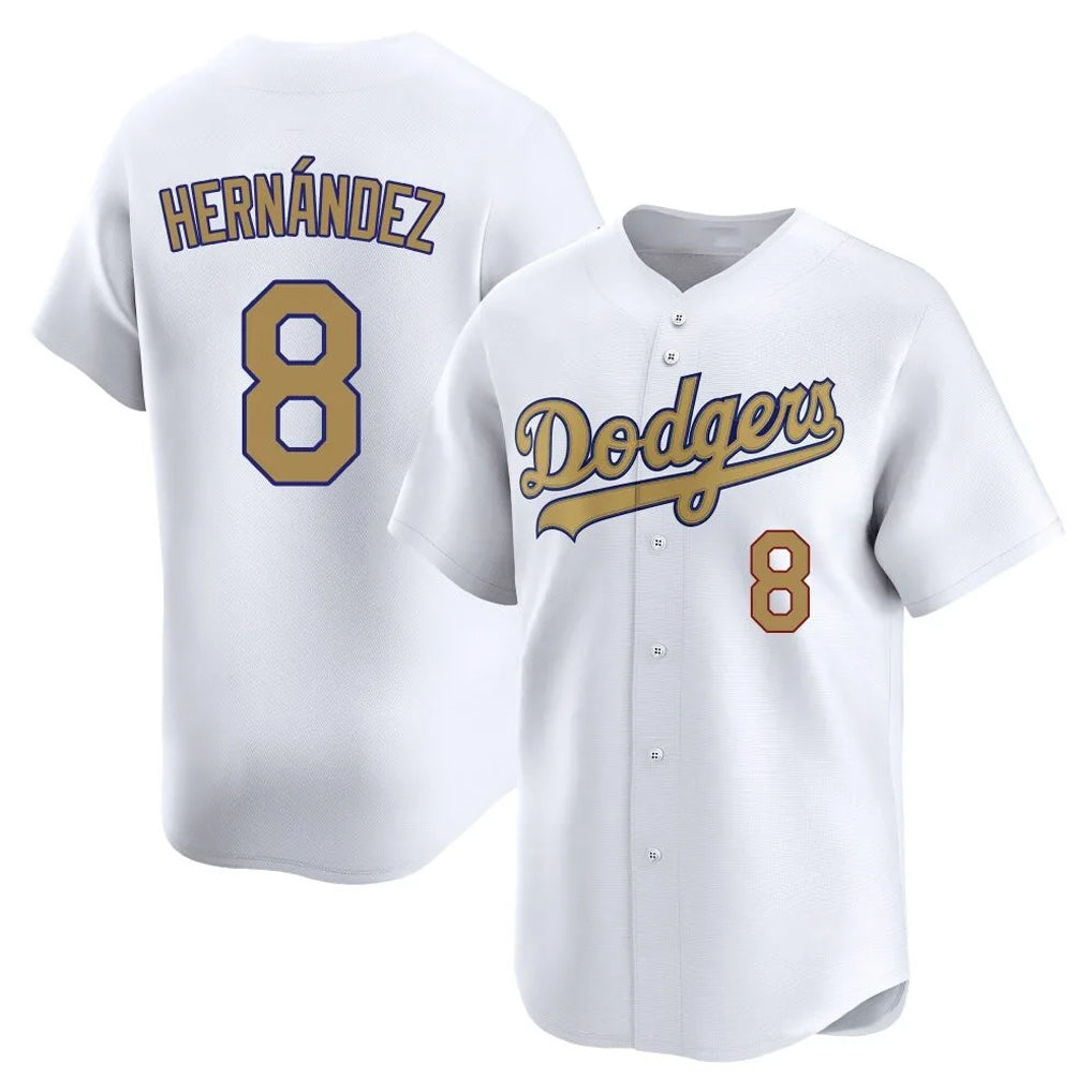 Choea LA.Dodgers #8 Enrique Hern?¡ì?¨¦ndez Player Gold Collection Limited Home Stitched Jerseys