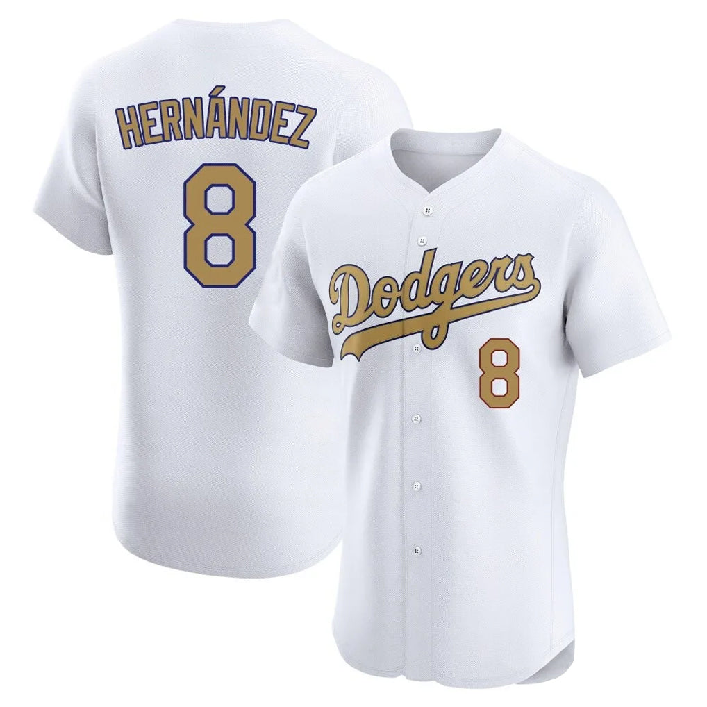 Choea LA.Dodgers #8 Enrique Hern?¡ì?¨¦ndez Player Gold Limited Elite Home Stitched Jerseys