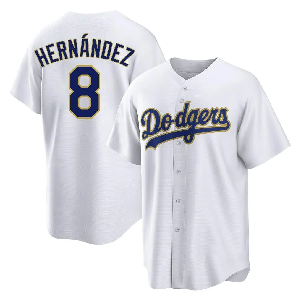 Choea LA.Dodgers #8 Enrique Hern?¡ì?¨¦ndez Player Gold White 2026 Collection Stadium Game Stitched Jerseys