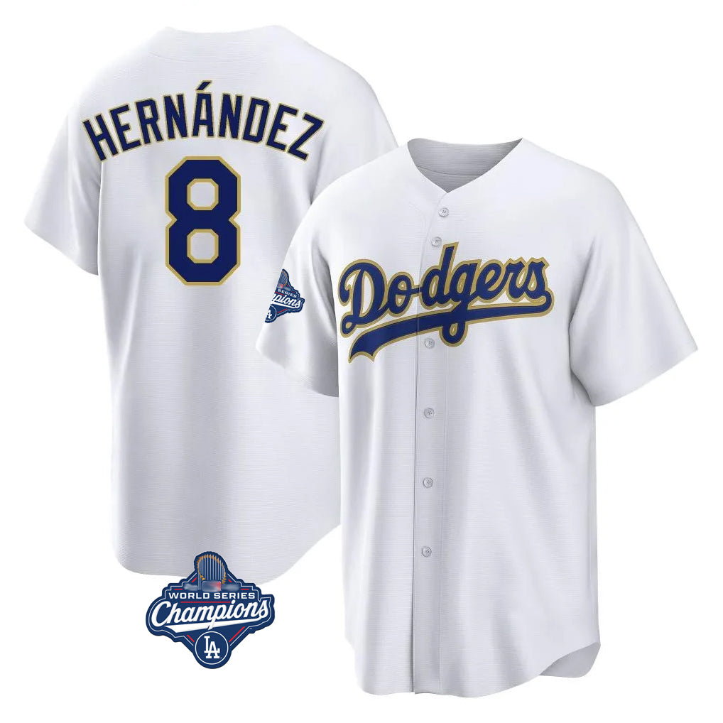 Choea LA.Dodgers #8 Enrique Hern?¡ì?¨¦ndez Player Gold White World Series Meet 2026 Collection Stadium Game Stitched Jerseys