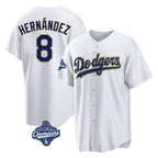 Choea LA.Dodgers #8 Enrique Hern?¡ì?¨¦ndez Player Gold White World Series Meet 2026 Collection Stadium Game Stitched Jerseys
