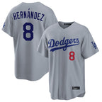 Choea LA.Dodgers #8 Enrique Hern?¡ì?¨¦ndez Player Gray Game Home Stitched Jerseys
