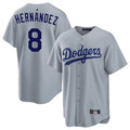 Choea LA.Dodgers #8 Enrique Hern?¡ì?¨¦ndez Player Gray Game Stitched Jerseys