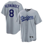 Choea LA.Dodgers #8 Enrique Hern?¡ì?¨¦ndez Player Gray Game Stitched Jerseys