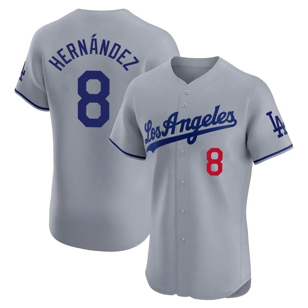 Choea LA.Dodgers #8 Enrique Hern?¡ì?¨¦ndez Player Gray Limited Elite Home Stitched Jerseys