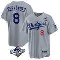 Choea LA.Dodgers #8 Enrique Hern?¡ì?¨¦ndez Player Gray World Series Game Home Stitched Jerseys