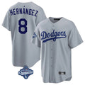 Choea LA.Dodgers #8 Enrique Hern?¡ì?¨¦ndez Player Gray World Series Meet Game Stitched Jerseys