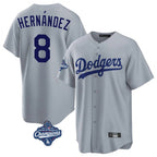 Choea LA.Dodgers #8 Enrique Hern?¡ì?¨¦ndez Player Gray World Series Meet Game Stitched Jerseys
