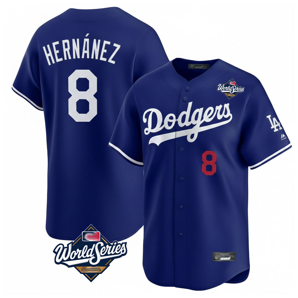 Choea LA.Dodgers #8 Enrique Hern?¡ì?¨¦ndez Player Royal World Series Limited Home Stitched Jerseys