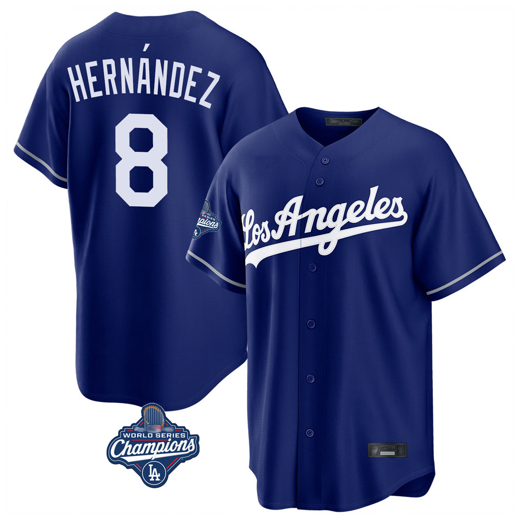 Choea LA.Dodgers #8 Enrique Hern?¡ì?¨¦ndez Player Royal World Series Meet Game Stitched Jerseys