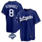 Choea LA.Dodgers #8 Enrique Hern?¡ì?¨¦ndez Player Royal World Series Meet Game Stitched Jerseys