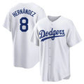 Choea LA.Dodgers #8 Enrique Hern?¡ì?¨¦ndez Player White Game Home Stitched Jerseys