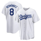Choea LA.Dodgers #8 Enrique Hern?¡ì?¨¦ndez Player White Game Home Stitched Jerseys