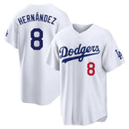 Choea LA.Dodgers #8 Enrique Hern?¡ì?¨¦ndez Player White Home Game Stitched Jerseys