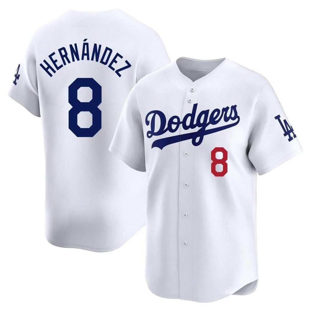 Choea LA.Dodgers #8 Enrique Hern?¡ì?¨¦ndez Player White Limited Home Stitched Jerseys
