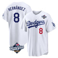 Choea LA.Dodgers #8 Enrique Hern?¡ì?¨¦ndez Player White World Series Home Game Stitched Jerseys