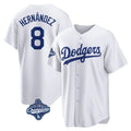 Choea LA.Dodgers #8 Enrique Hern?¡ì?¨¦ndez Player White World Series Meet Game Home Stitched Jerseys