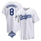 Choea LA.Dodgers #8 Enrique Hern?¡ì?¨¦ndez Player White World Series Meet Game Home Stitched Jerseys