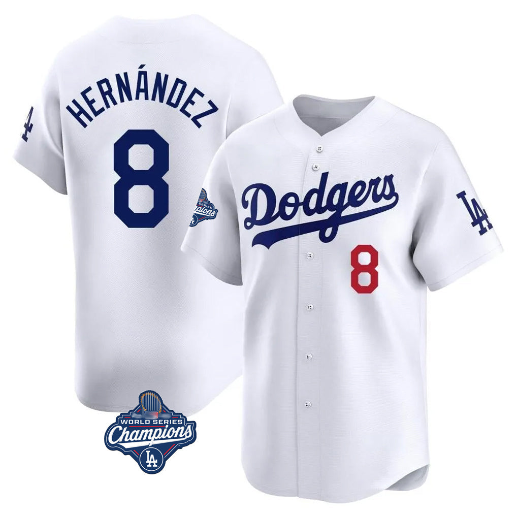 Choea LA.Dodgers #8 Enrique Hern?¡ì?¨¦ndez Player White World Series Meet Limited Home Stitched Jerseys