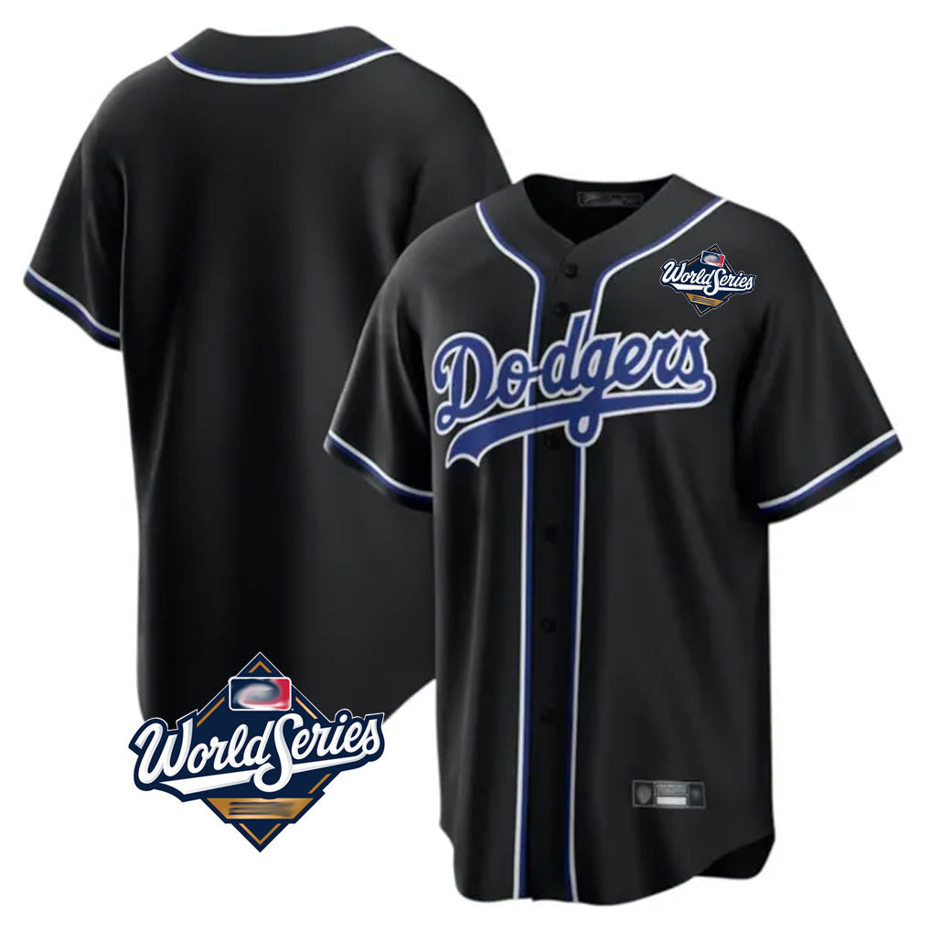 Choea LA.Dodgers Blank Player Black Carbon Limited Home World Series Stitched Jerseys