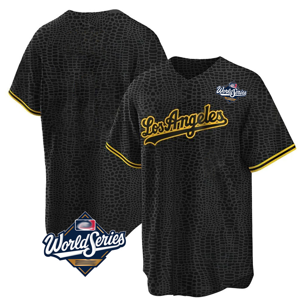Choea LA.Dodgers Blank Player Black Gold Limited Home World Series Stitched Jerseys