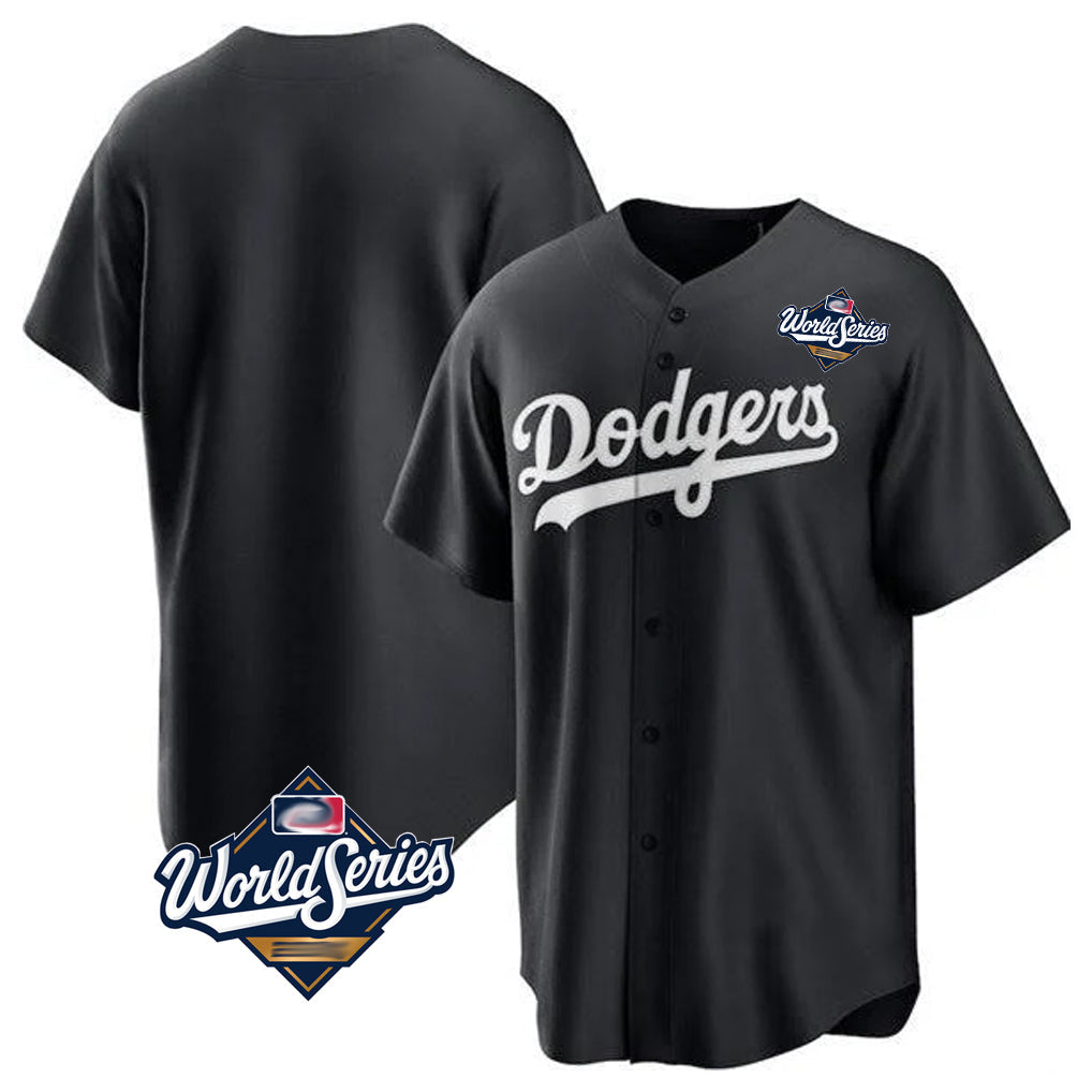 Choea LA.Dodgers Blank Player Black Pitch Fashion World Series T-shirt Stitched Jerseys