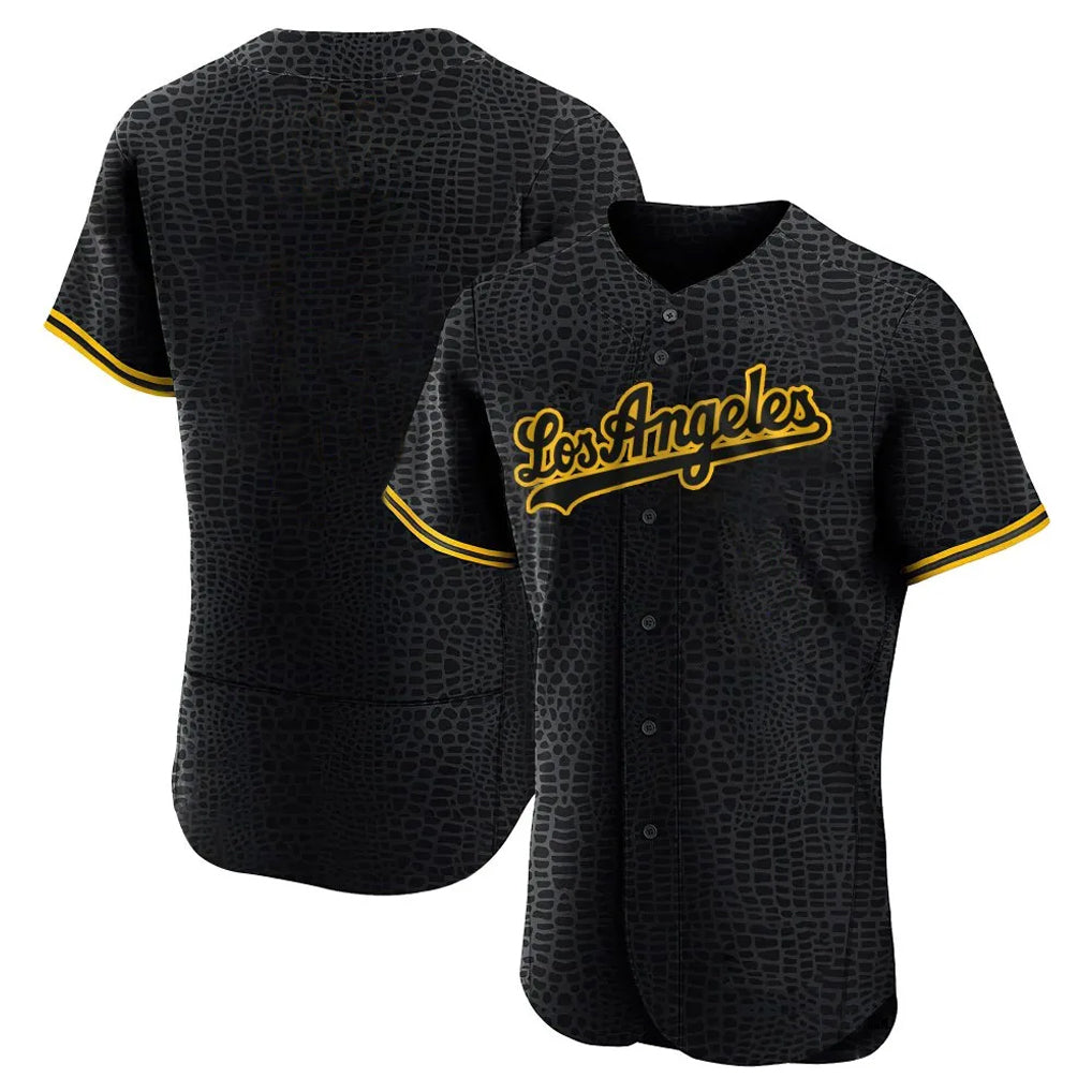 Choea LA.Dodgers Blank Player Black Snake Skin City Limited Elite Home Stitched Jerseys