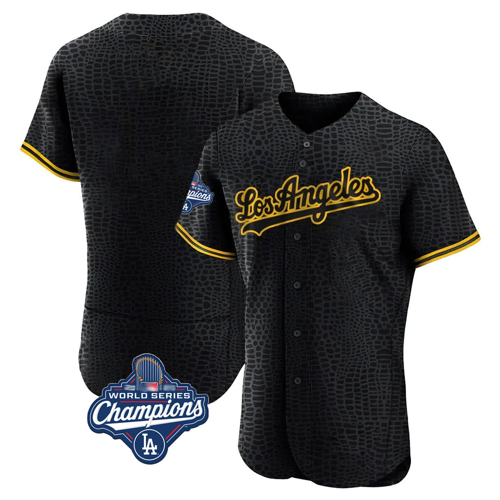 Choea LA.Dodgers Blank Player Black Snake Skin City Limited Elite Home World Series Meet Stitched Jerseys