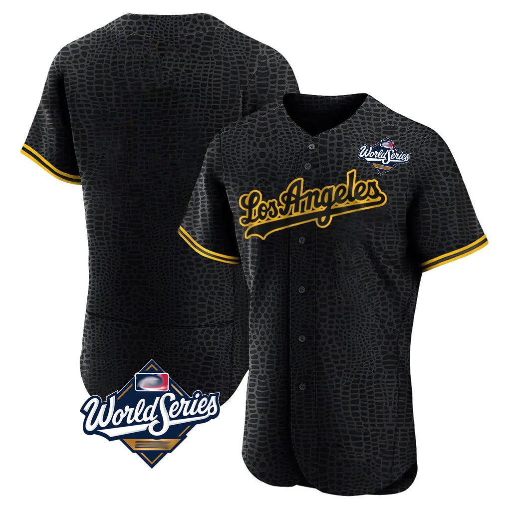 Choea LA.Dodgers Blank Player Black Snake Skin City Limited Elite Home World Series Stitched Jerseys