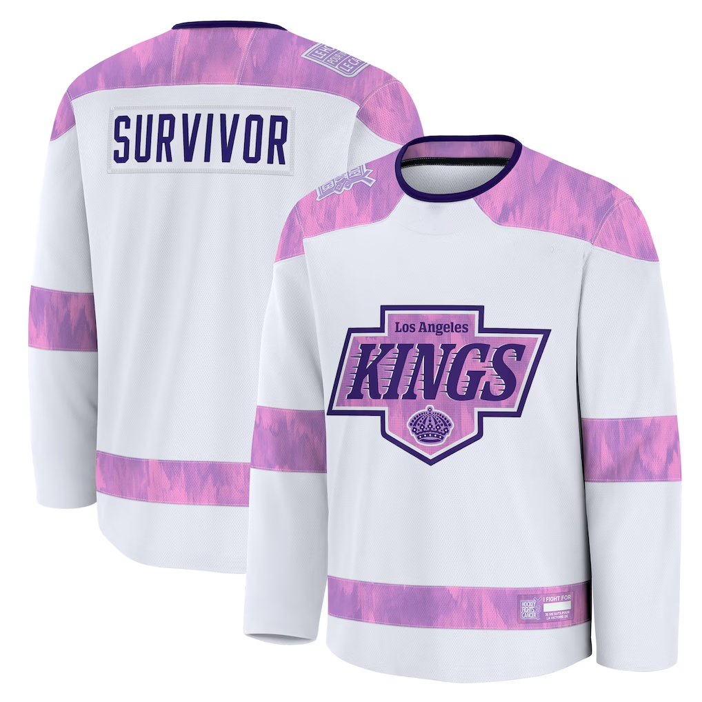 Choea LA.Kings White Hockey Fights Cancer Survivor Practice Jerseys