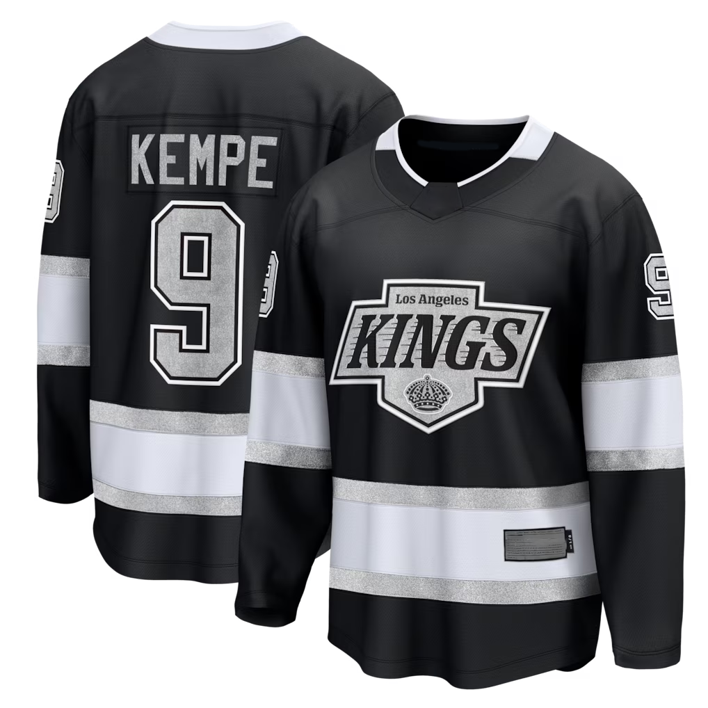 Choea LA.Kings #9 Adrian Kempe Black Home Premier Breakaway Player Jerseys