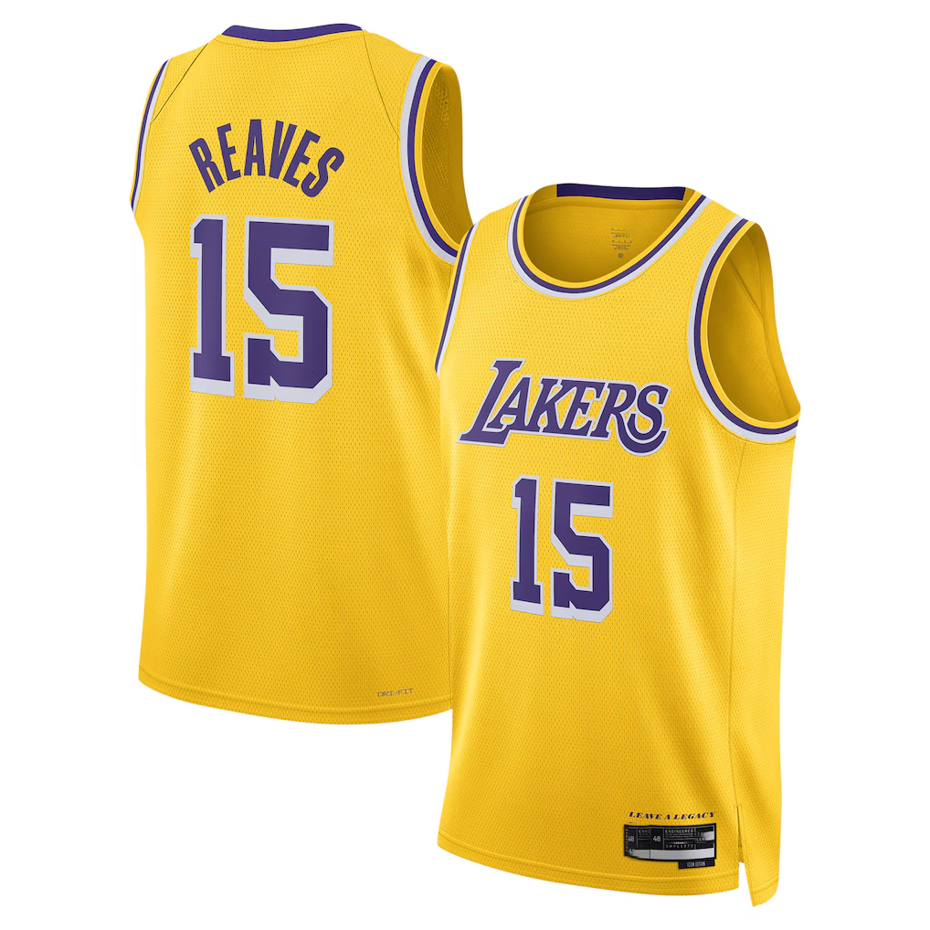 Choea LA.Lakers #15 Austin Reaves Gold Swingman Stitched Jerseys- Icon Edition
