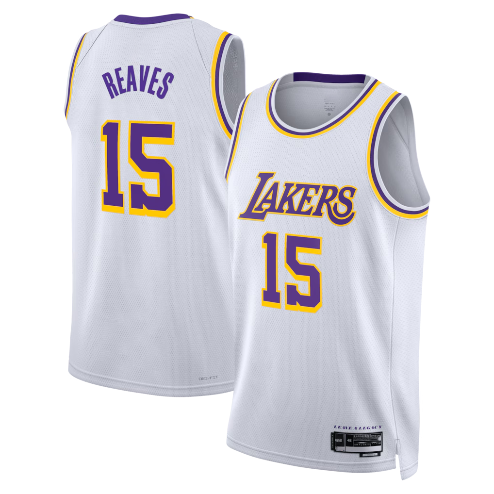 Choea LA.Lakers #15 Austin Reaves White Association Edition Swingman Stitched Jerseys