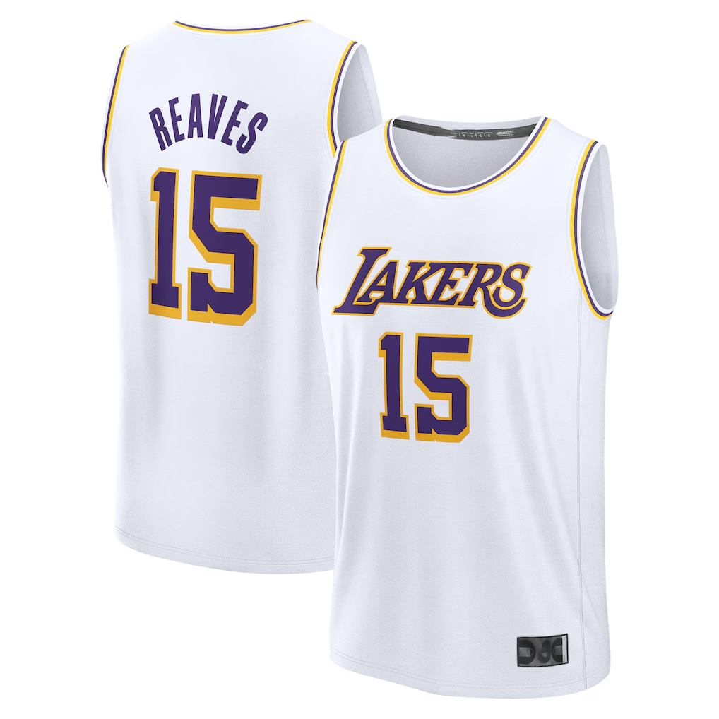 Choea LA.Lakers #15 Austin Reaves White Fast Break Replica Player Stitched Jerseys - Association Edition