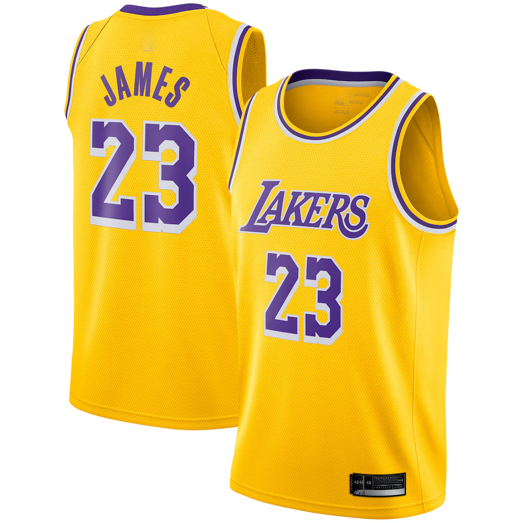 Choea LA.Lakers #23 LeBron James Gold Swingman Player Stitched Jerseyss - Icon Edition