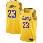 Choea LA.Lakers #23 LeBron James Gold Swingman Stitched Jerseys - Icon Edition