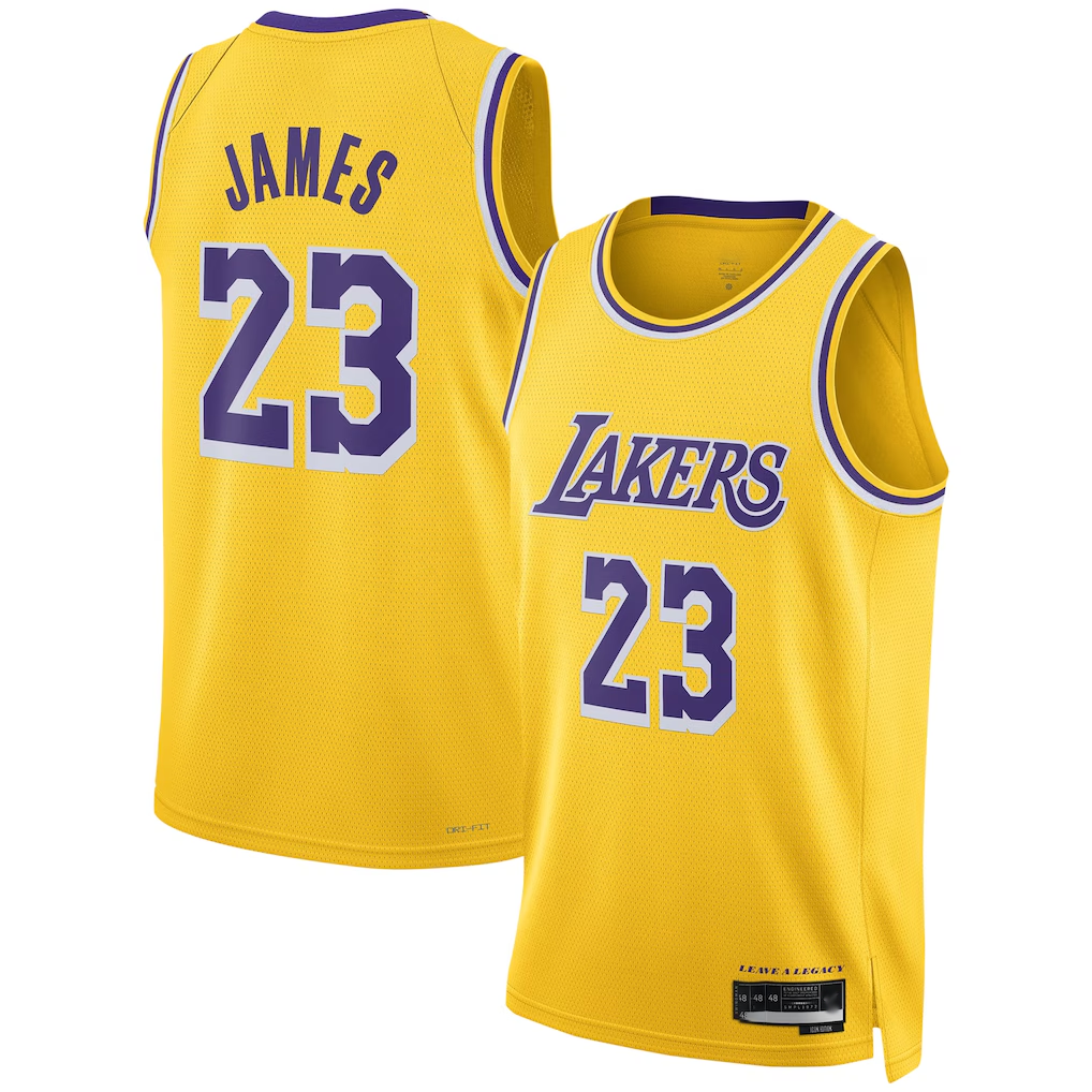 Choea LA.Lakers #23 LeBron James Gold Swingman Stitched Jerseys - Icon Edition