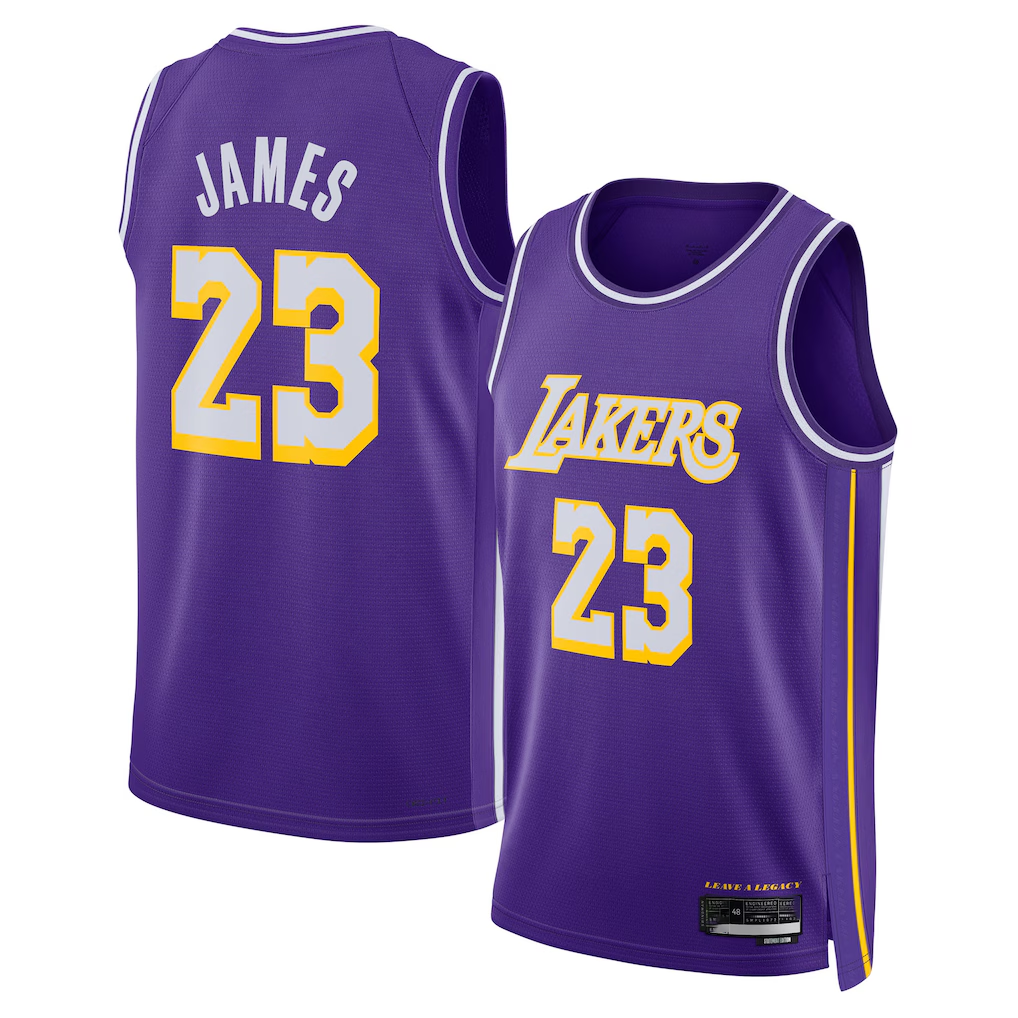 Choea LA.Lakers #23 LeBron James Purple Swingman Stitched Jerseys - Statement Edition