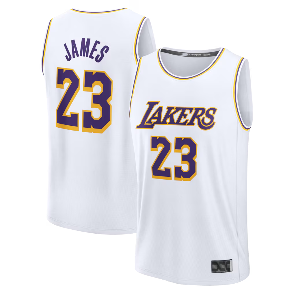 Choea LA.Lakers #23 LeBron James White Fast Break Replica Player Stitched Jerseys - Association Edition