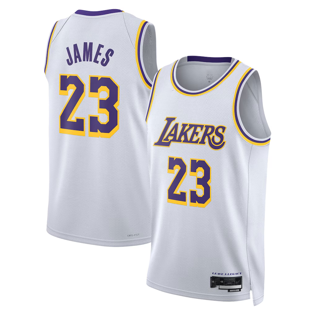 Choea LA.Lakers #23 LeBron James White Swingman Stitched Jerseys - Association Edition