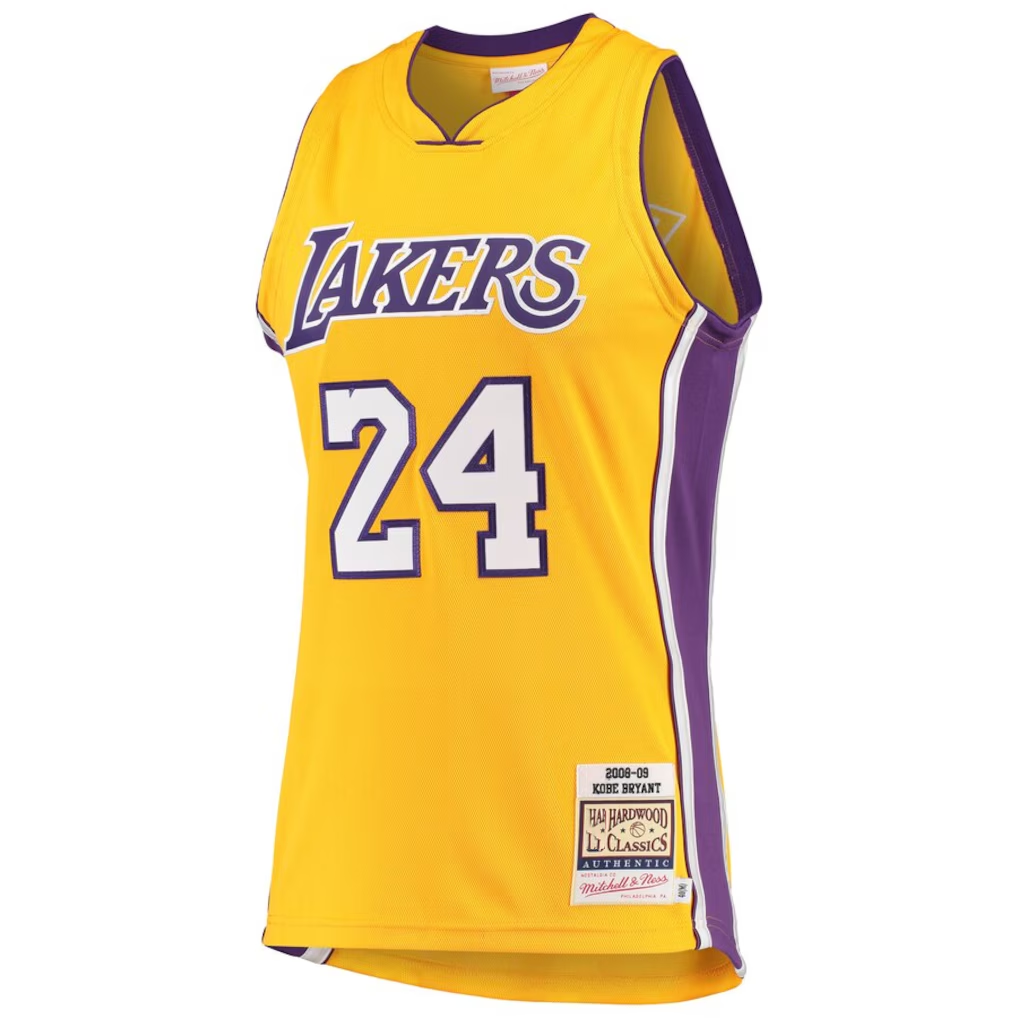 Choea LA.Lakers #24 Kobe Bryant Gold Hardwood Classics 2008-2009 Authentic Stitched Jerseys By Mitchell & Ness