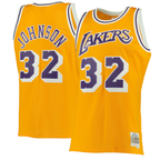 Choea LA.Lakers #32 Magic Johnson Mitchell & Ness Gold 1984-1985 Hardwood Classics Authentic Jerseys