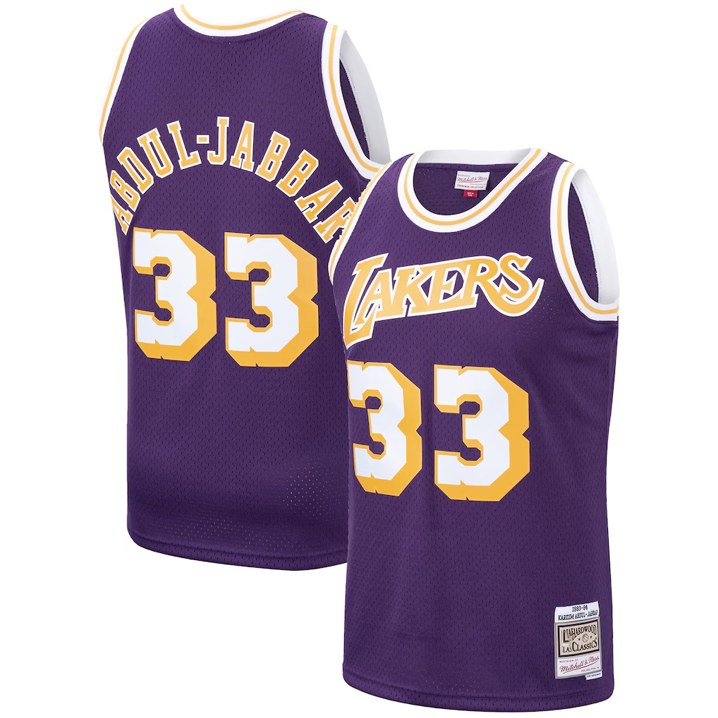Choea LA.Lakers #33 Kareem Abdul-Jabbar Mitchell & Ness Purple Hardwood Classics Swingman Jerseys