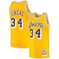 Choea LA.Lakers #34 Shaquille O'Neal Mitchell & Ness Gold 1996-1997 Hardwood Classics Authentic Jerseys
